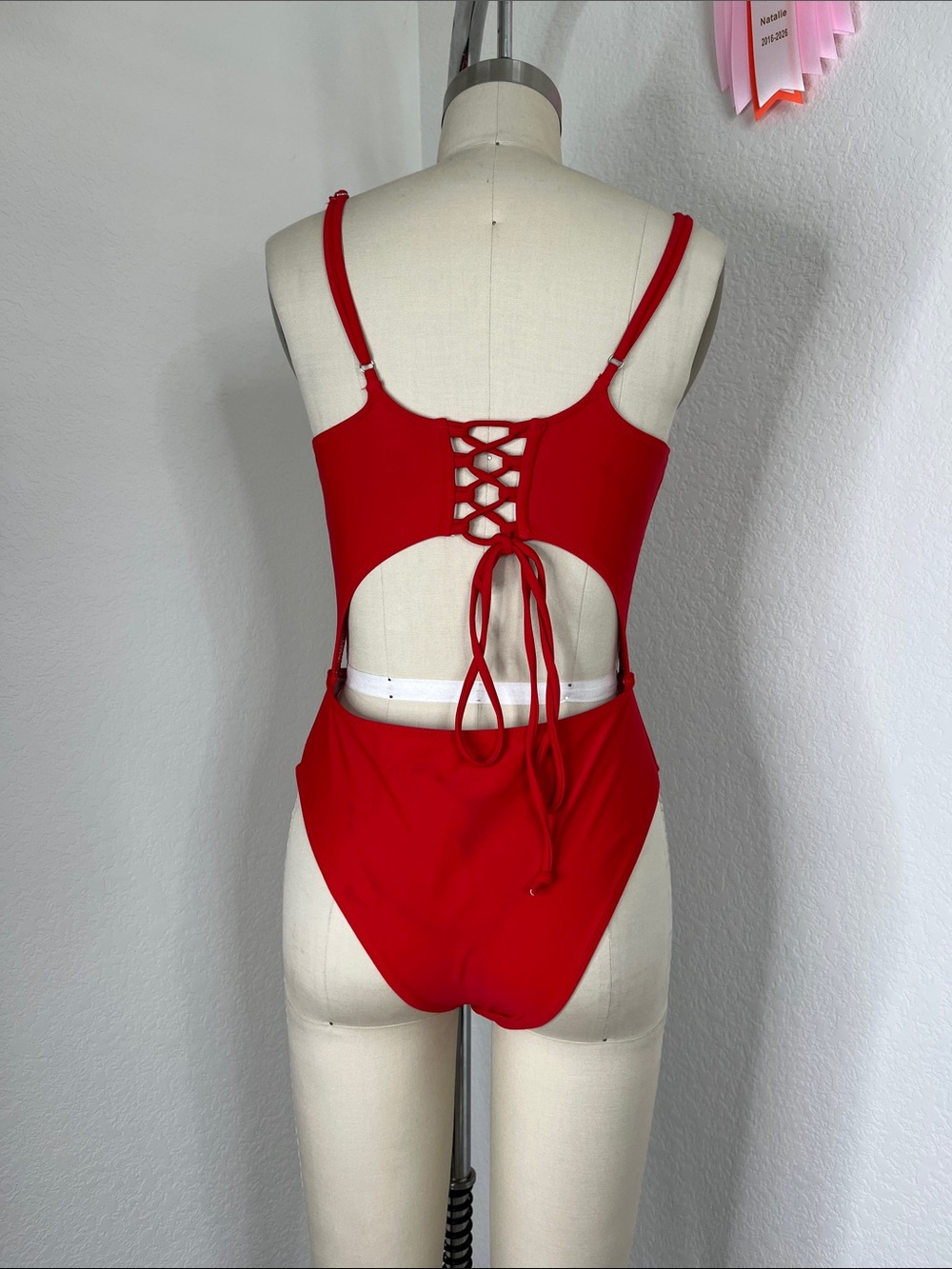 ASOS Monokini Cut Out Lace Back Caged Scoop Neck Backless One 1 Pc Swimsuit